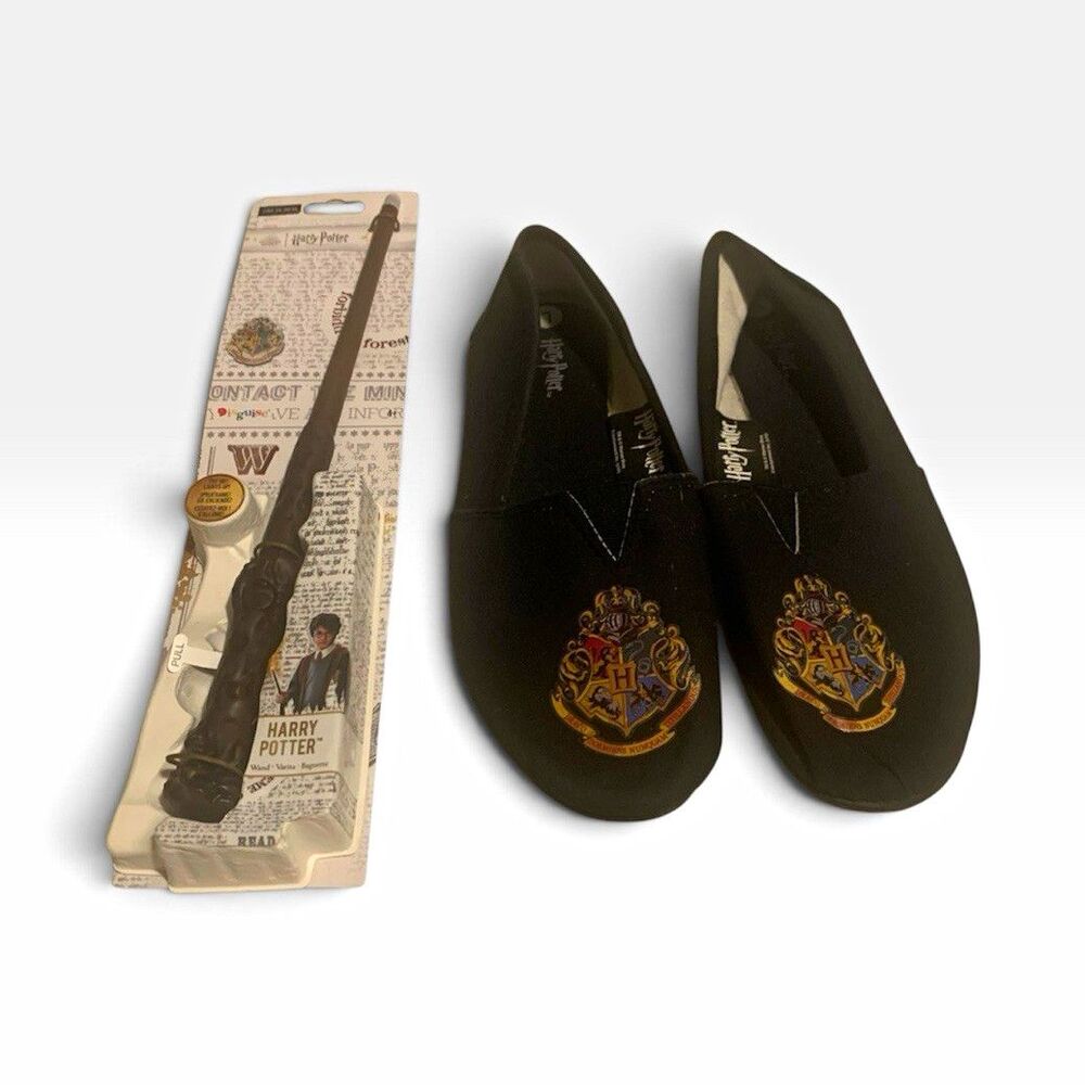 Universal Harry Potter Halloween Costume Set Hogwarts Shoes Women’s 9 Wand NIB